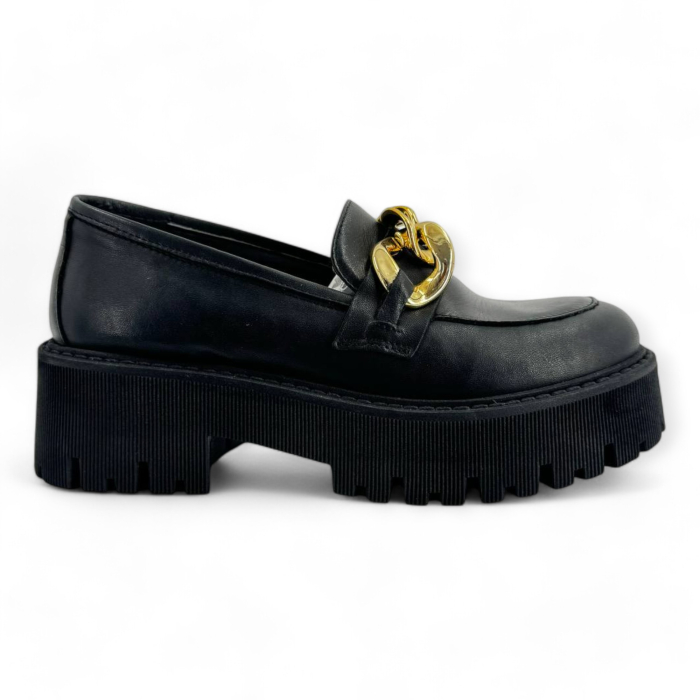 MOCASSINO DONNA IN PELLE CON CATENA MILU' MILANO