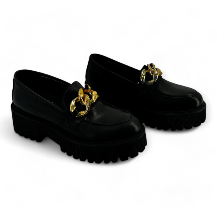 MOCASSINO DONNA IN PELLE CON CATENA MILU' MILANO