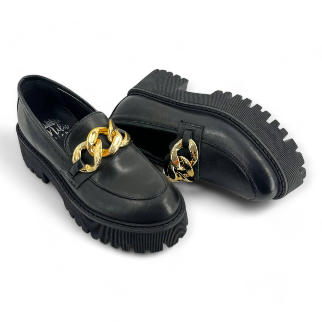 MOCASSINO DONNA IN PELLE CON CATENA...