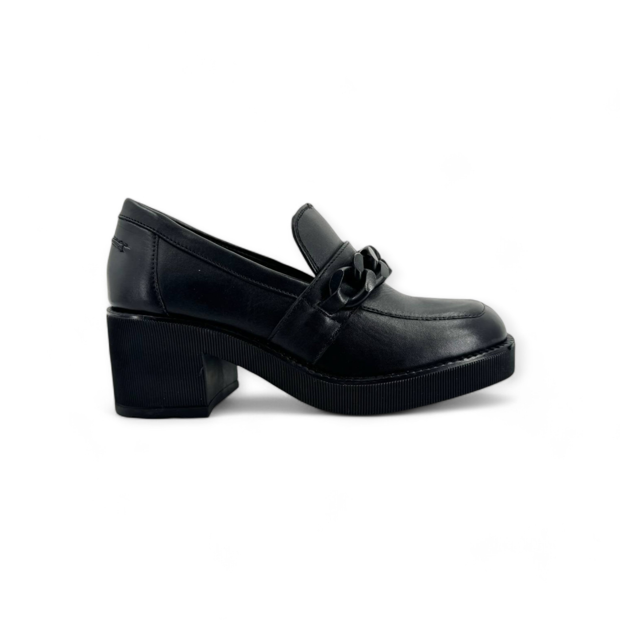 MOCASSINO IN PELLE CON TACCO CON CATENA APPLICATA MGN COLLECTION
