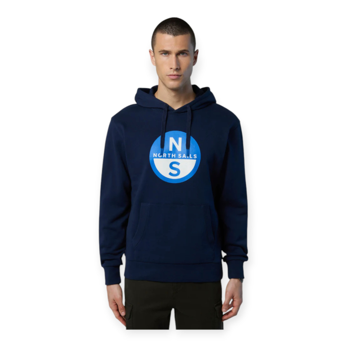 NORTH SAILS FELPA UOMO HOODED CON CAPPUCCIO E MAXI STAMPA