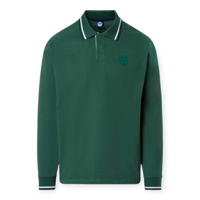 POLO UOMO A MANICHE LUNGHE CON PATCH NORTH SAILS