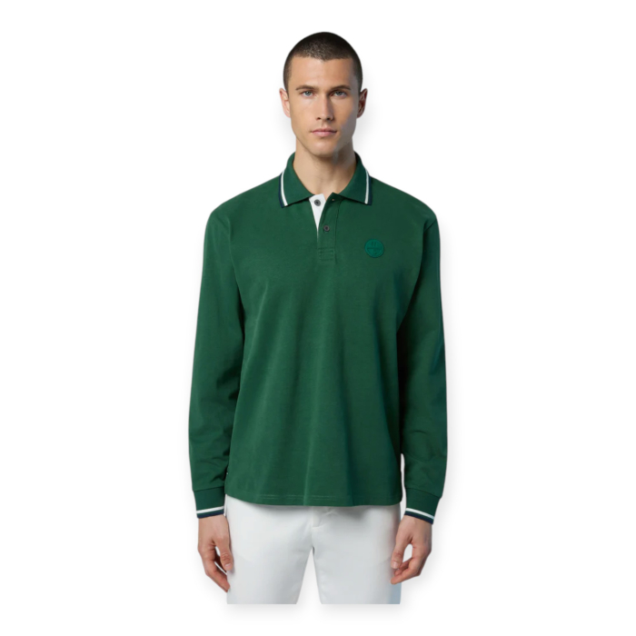 POLO UOMO A MANICHE LUNGHE CON PATCH NORTH SAILS