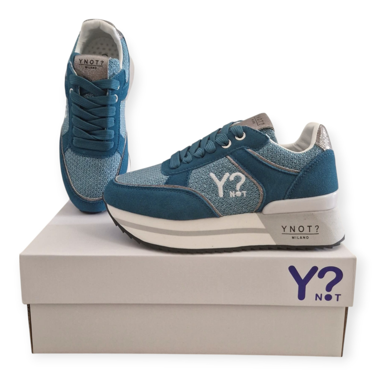 YNOT SNEAKERS DONNA TELA INTRECCIATA GLITTER