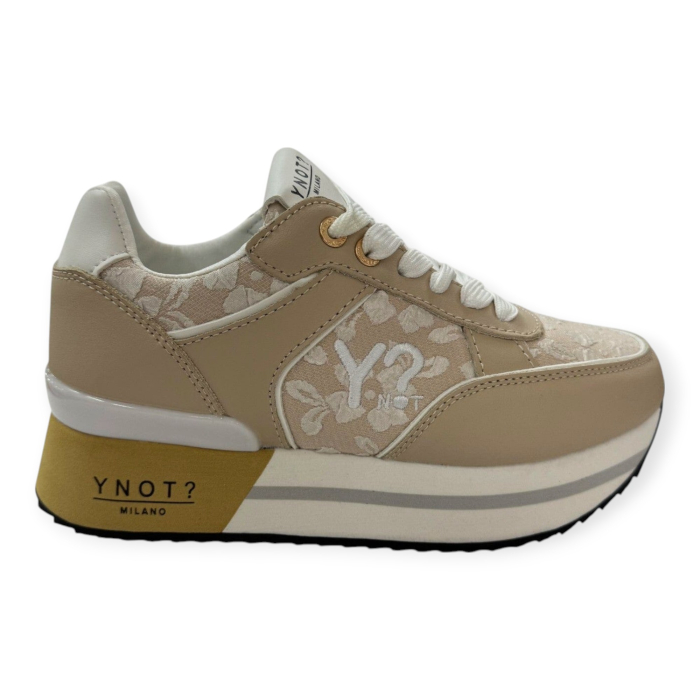 YNOT SNEAKERS DONNA PELLE E TESSUTO DAMASCATO