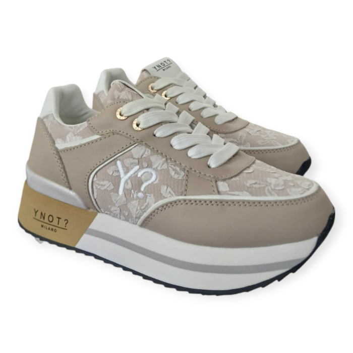 YNOT SNEAKERS DONNA PELLE E TESSUTO DAMASCATO