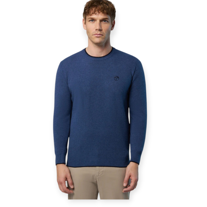 NORTH SAILS MAGLIONE GIROCOLLO UOMO LANA E CASHMERE CON LOGO RICAMATO