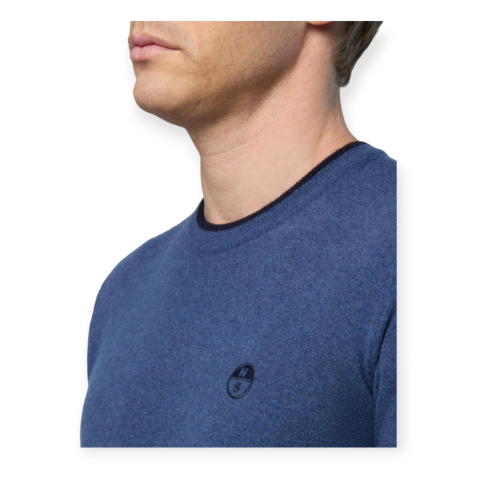 NORTH SAILS MAGLIONE GIROCOLLO UOMO LANA E CASHMERE CON LOGO RICAMATO