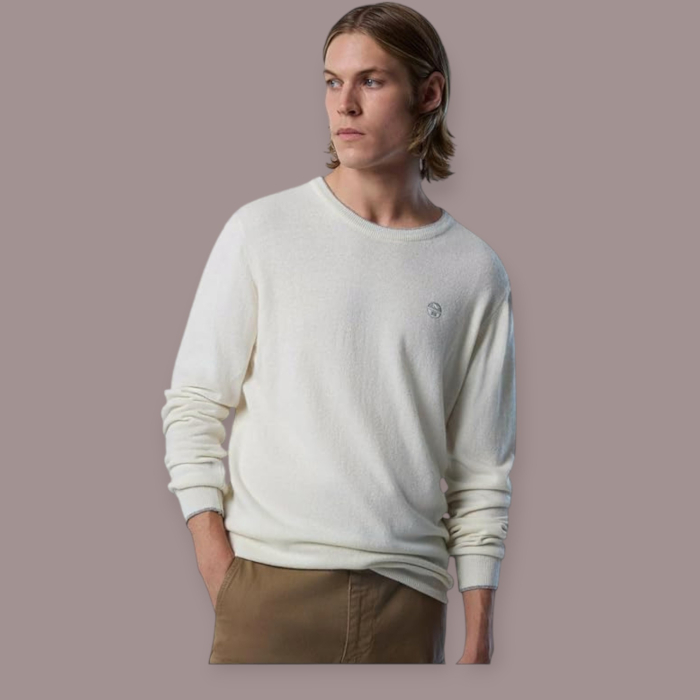 NORTH SAILS MAGLIONE GIROCOLLO UOMO LANA E CASHMERE CON LOGO RICAMATO