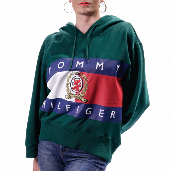 Felpa Tommy Hilfiger Donna in tessuto verde bottiglia