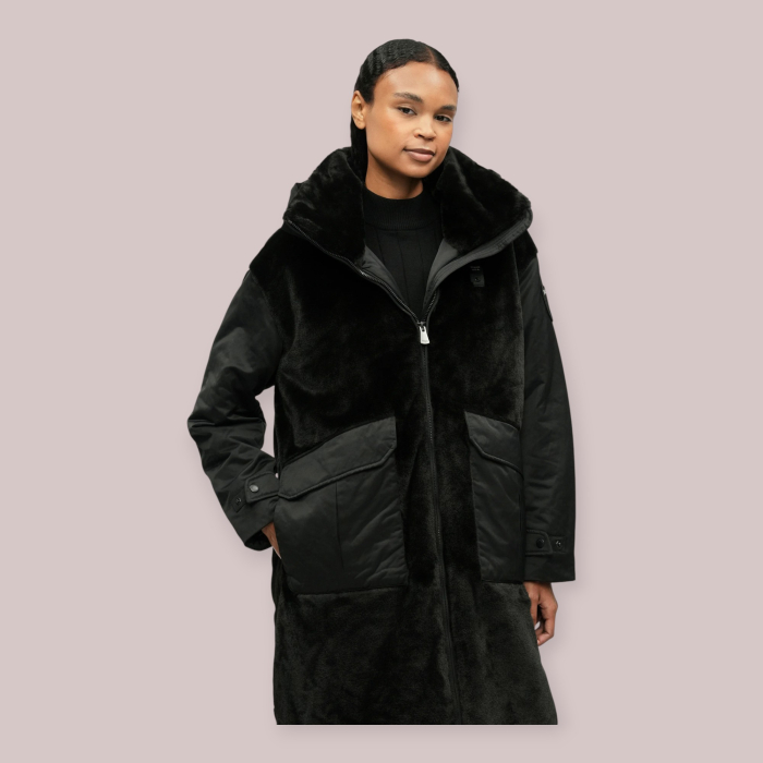 BLAUER GIACCA LUNGA DONNA IN ECOPELLICCIA PEAVER 2