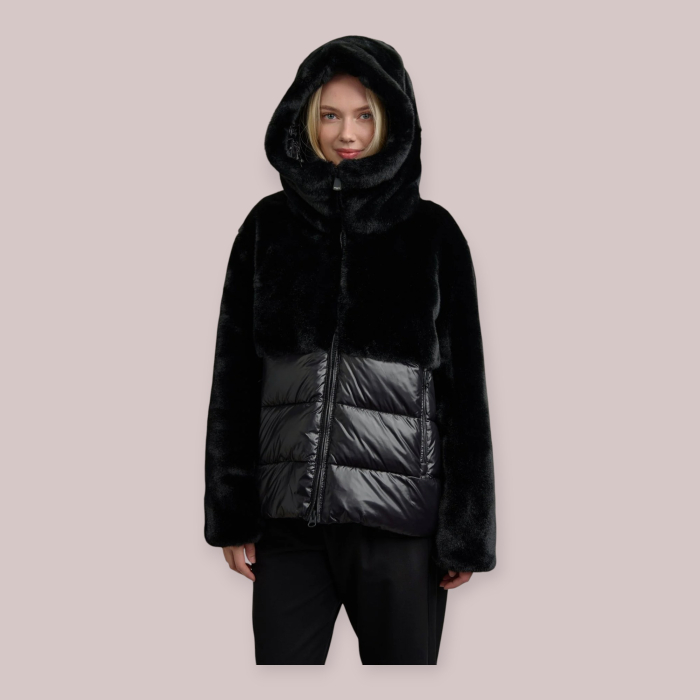 BLAUER GIUBBOTTO DONNA IN NYLON CON ECOPELLICCIA FANEVIL