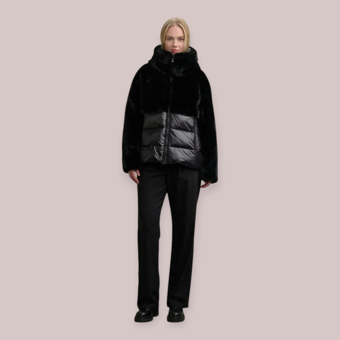 BLAUER GIUBBOTTO DONNA IN NYLON CON ECOPELLICCIA FANEVIL