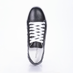 Sneakers Andrea Nobile Made in Italy in pelle colore nero, con dettaglio di intreccio laterale, para bianca.
