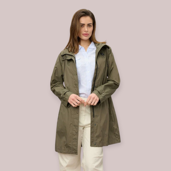 BLAUER IMPERMEABILE CON CAPPUCCIO DONNA TRUSH P/E 26